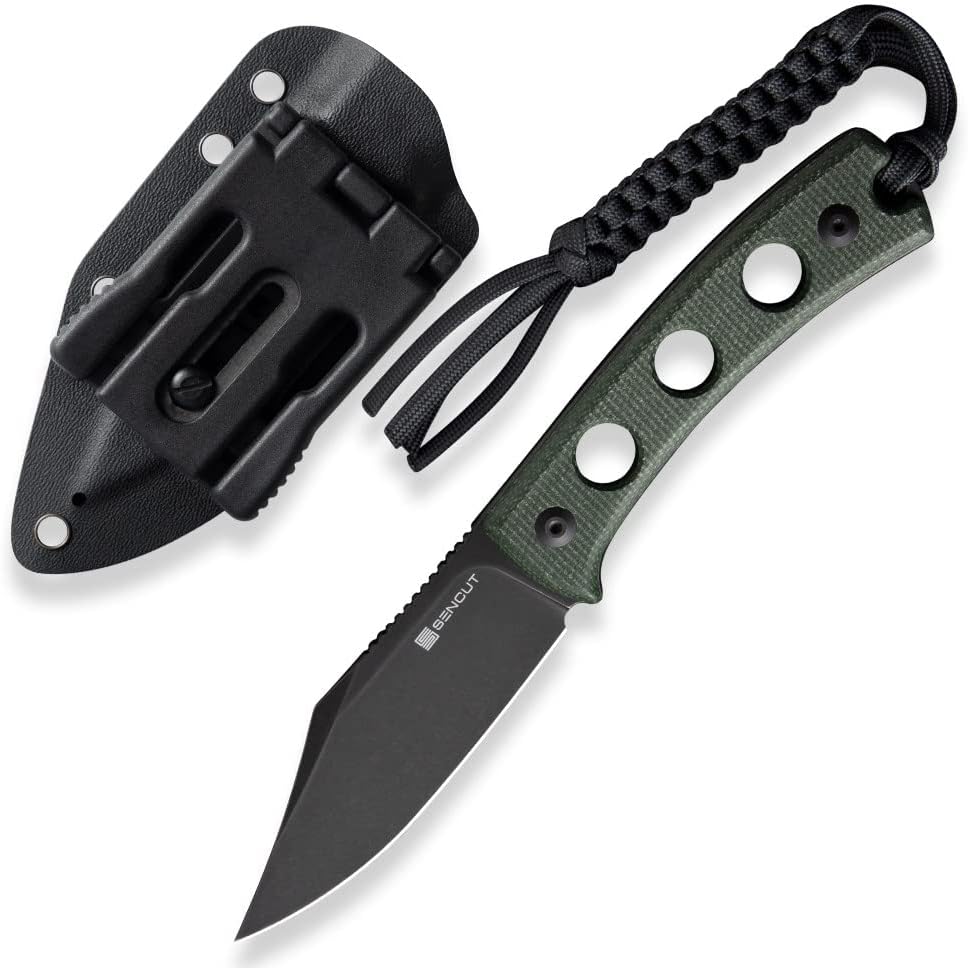 SENCUT Waxahachie Fixed Blade Knife , Full Tang Clip Point Satin 9Cr18MoV Blade with G10 Handle , Kydex Sheath, Waist T-clip for EDC Survival&nbsp