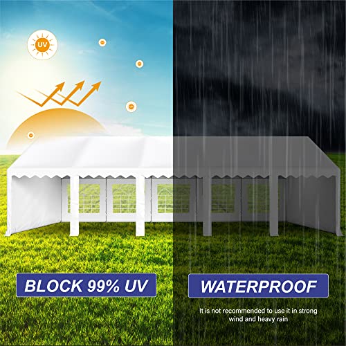 PHI VILLA 20'x16' Outdoor Heavy Duty Party Tent Large Commercial Canopy Wedding Event Shelter with Removable Sidewalls & 3 Storage Bags for Patio