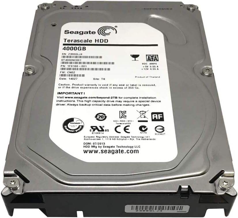 Seagate 4 TB Terascale HDD SATA 6Gb/s 64MB Cache 3.5-Inch Internal Bare Drive (ST4000NC001) (Renewed)