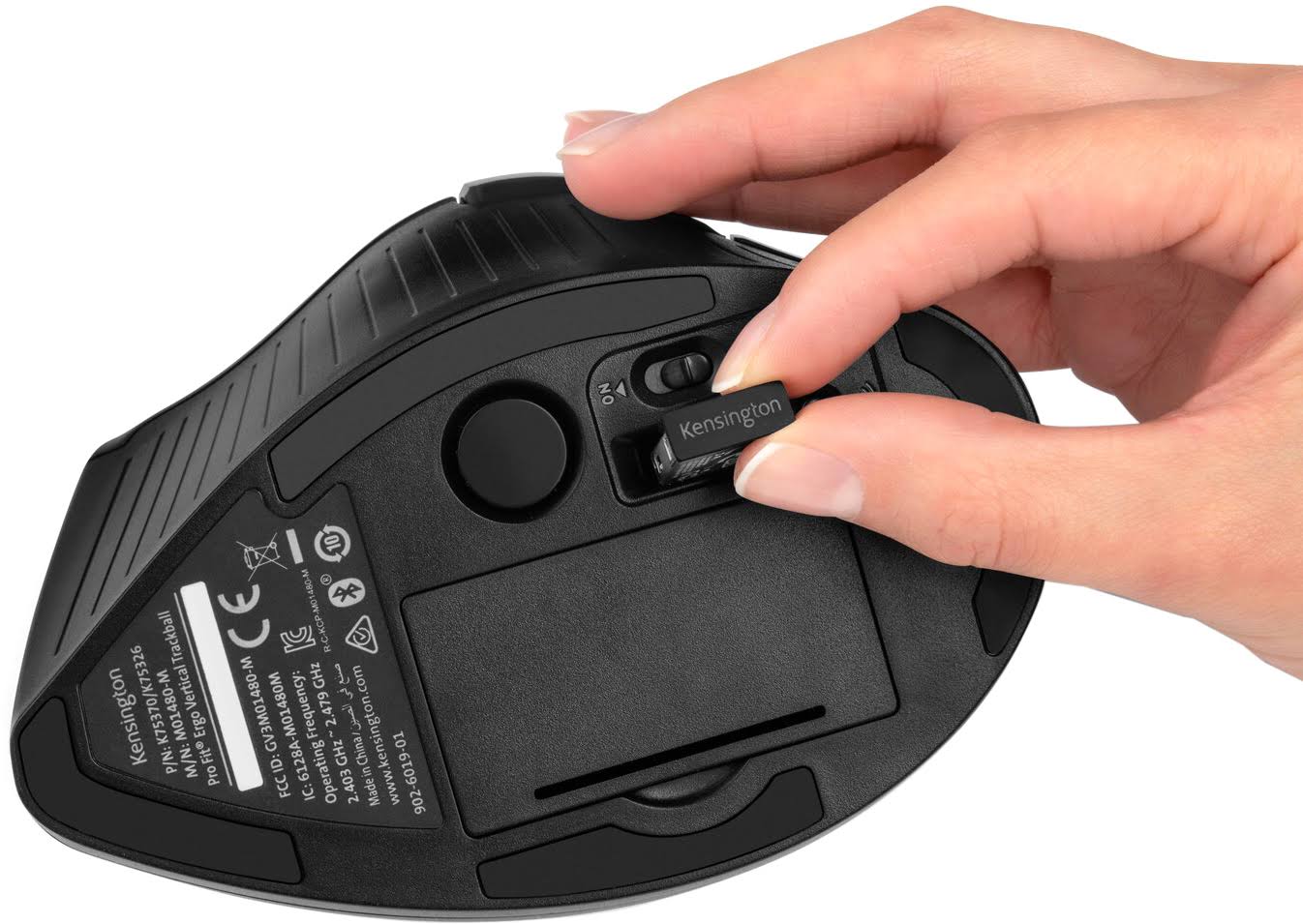 Kensington Pro Fit Ergo Vertical Wireless Trackball - Bluetooth Optical Trackball - ergonomic