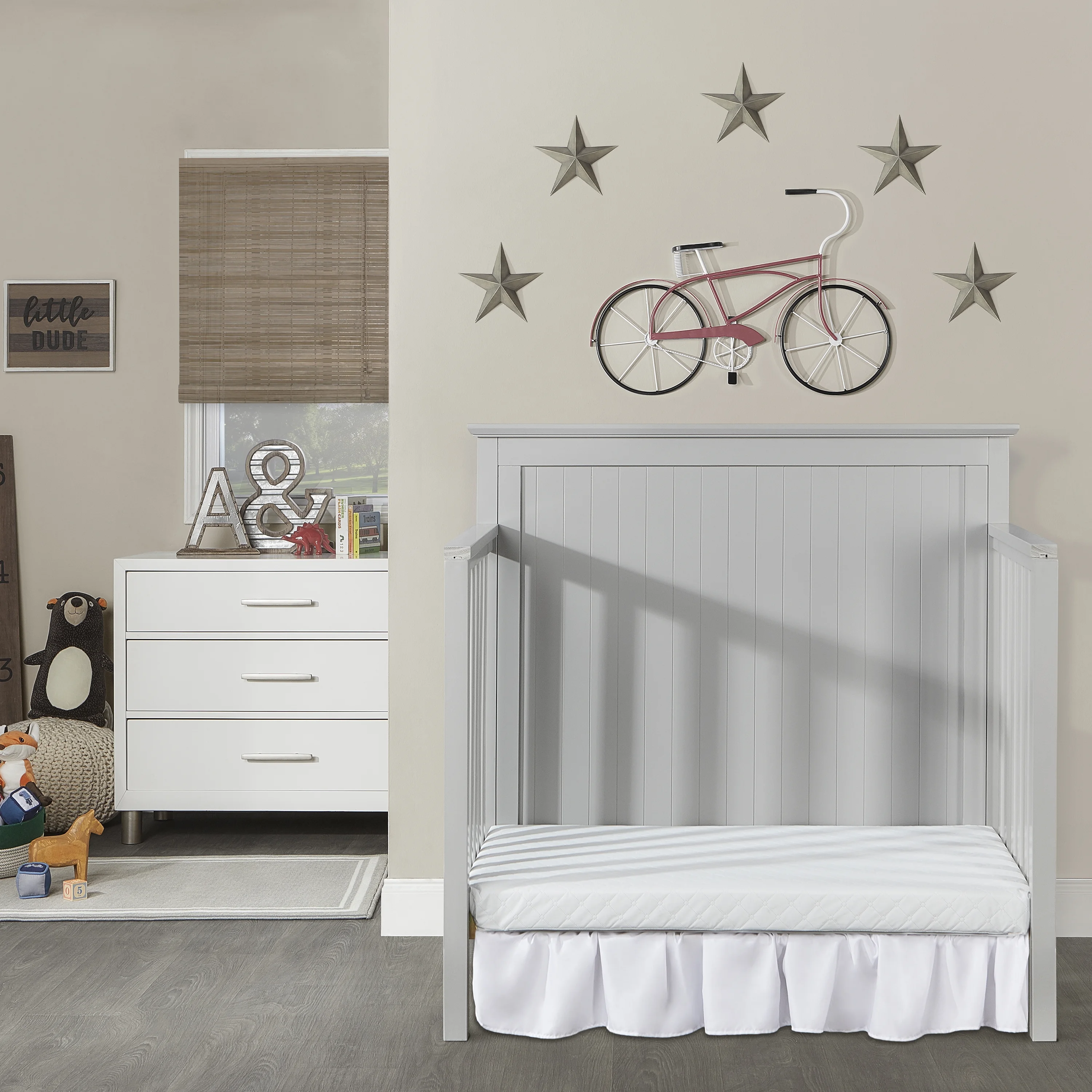 Dream On Me Ava 4-in-1 Convertible Mini Crib, Pebble Grey