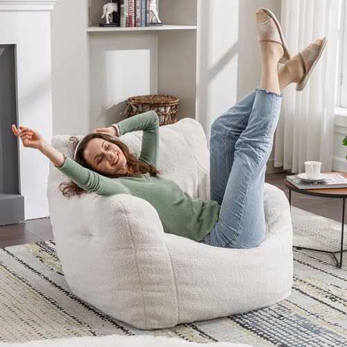 INMOZATA 3FT Bean Bag Chair for Adult Teens Kids(with Filler) Furniture - Soft Teddy Fabric Lazy Sofa Chair