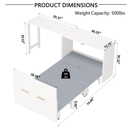 Ball & Cast Queen Size Murphy Bed Hideaway Wall Chest with Top Shelves & USB,Storage Cabinet Bed Frame w/Slat Support