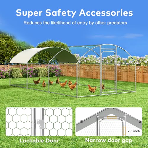 Large Metal Chicken Coop with Waterproof and UV-Resistant Cover