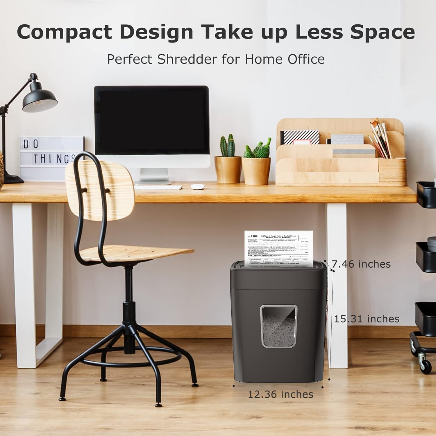 Bonsaii Paper Shredder for Home Use, 8-Sheet Crosscut Shredder Shred Credit Cards/Mail/Staples/Clips for Home Office