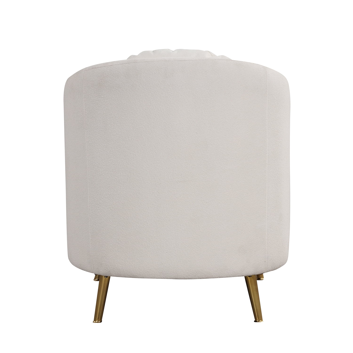 Churanty Barrel Accent Chair Elegant Velvet Tub Chair with Arm,Metal legs and Pillow for Living Room Bedroom,White