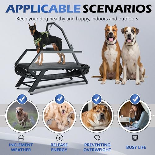 Dog Treadmill for Large & Medium Dogs - Slatmill for Dogs with Adjustable Resistance, Disc Brake & Pedometer, 300 lbs Heavy Duty