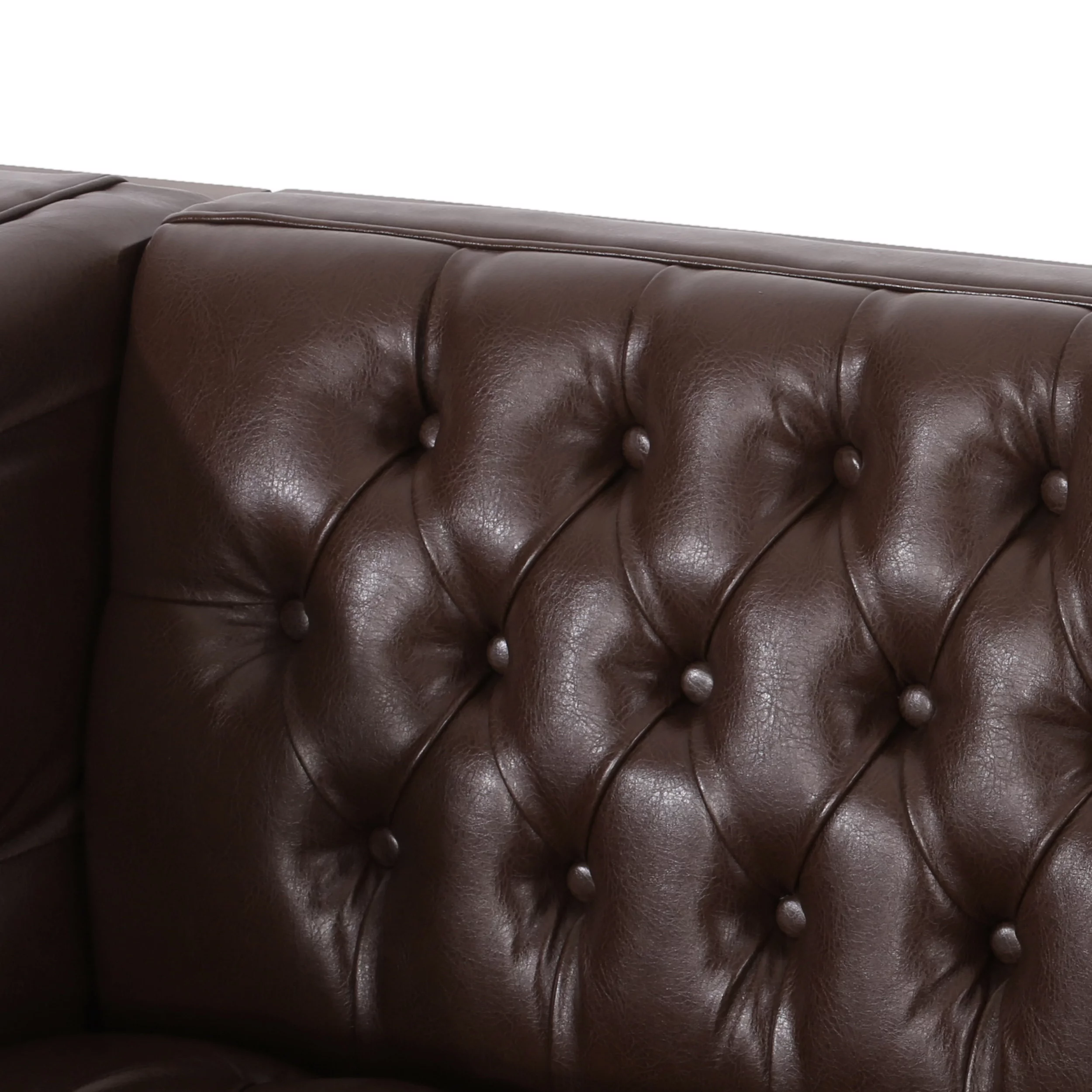 Noble House Tamarisk Sofa, Dark Brown and Espresso Faux Leather