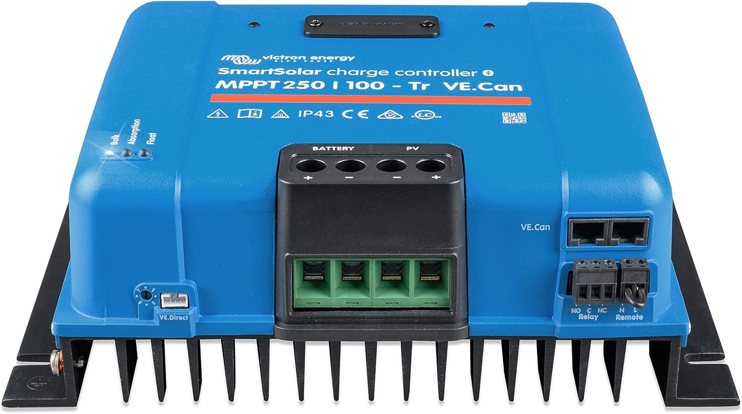 Victron Energy SmartSolar MPPT MC4 VE.Can 250V 100 amp 12/24/36/48-Volt Solar Charge Controller (Bluetooth)
