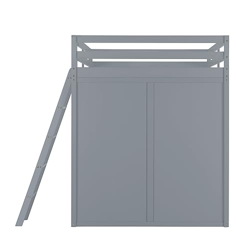Harper & Bright Designs Full Size Loft Bed with Wardrobe and Desk, Solid Wood Loft Bed Frame with Storage, for Kids Teens Adults (Full Size, White)