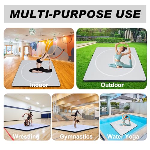 Inflatable Wrestling Mat for Adults/Kids - Thicken PVC Grappling Mat with Air Pump, Portable MMA/BJJ/Judo/Gymnastics Training Mat (5FT/10FT)