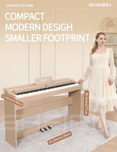 Digital Piano Hammer Action Keyboard 88 Keys Upright Acoustic Electric Weighted Piano Beginner MIDI Cover Full Size Sustain Pedal Stand Real