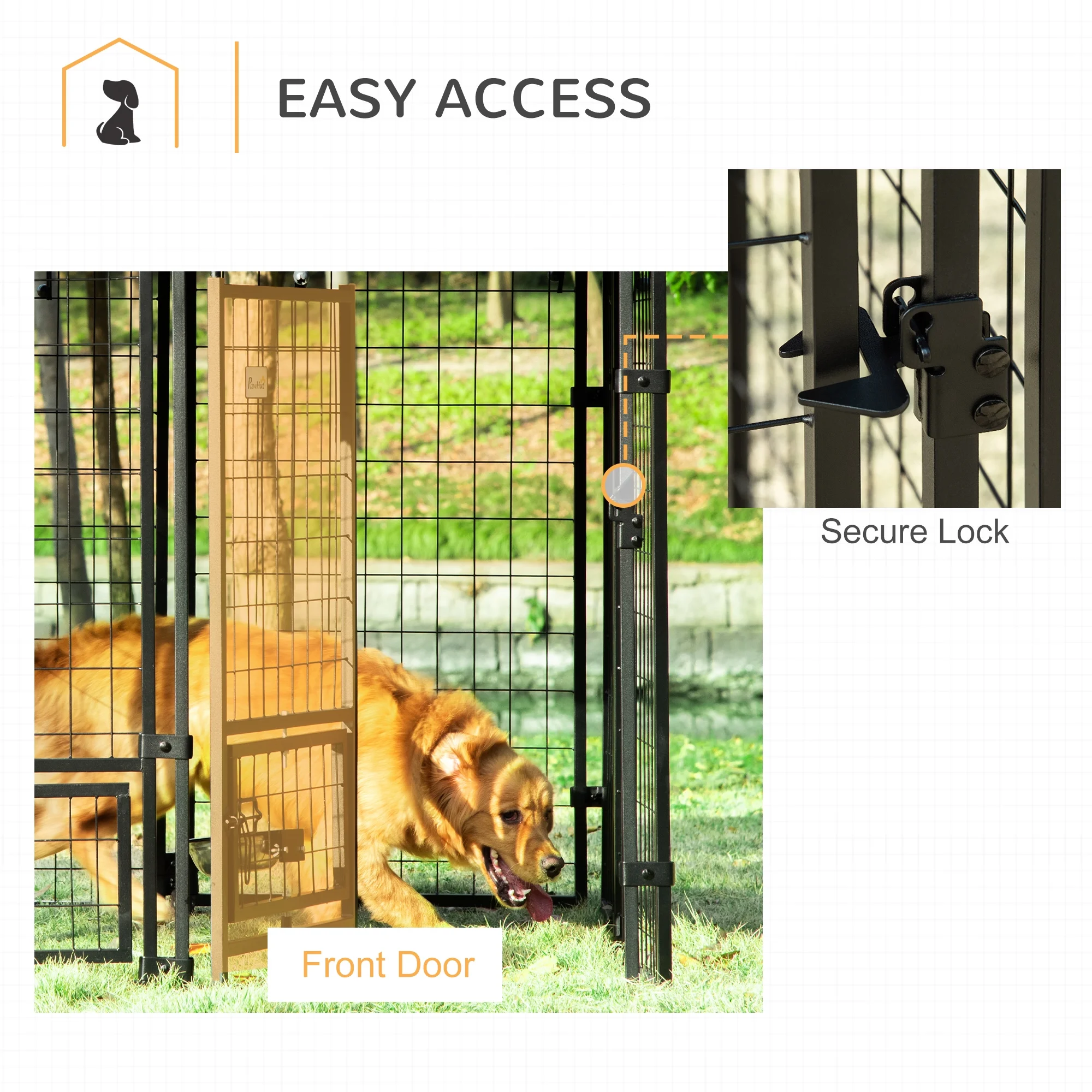 PawHut 5' x 5' x 5' Dog Kennel Outdoor with Rotating Bowl Holders, Walk-in Pet Playpen