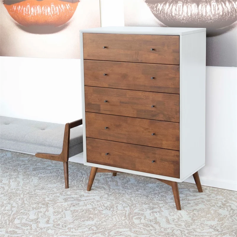 Home Square 3 Piece Set with 5 Drawer Dresser 6 Drawer Dresser and Nightstand