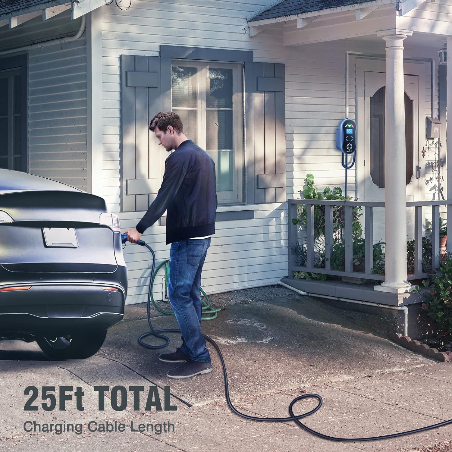 MUSTART Level 2 EV Charger (32 Amp,240 Volt, 25ft Cable), WiFi and Bluetooth APP Control, ETL Certified
