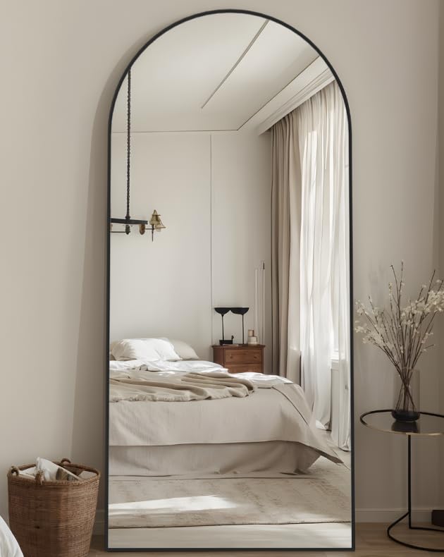 Full Length Mirror, 76"x34" Arched Floor Mirror Freestanding, Floor Standing Full Body Mirror with Stand for Bedroom