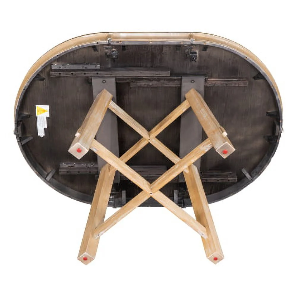 Extendable Dining Table, Farmhouse Round Dinner Desk with 16" Leaf for Kitchen, Living Room