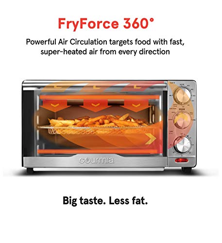 Gourmia Toaster Oven Air Fryer Combo 17 cooking presets 1700W french door digital air fryer oven 24L capacity accessories, convection rack