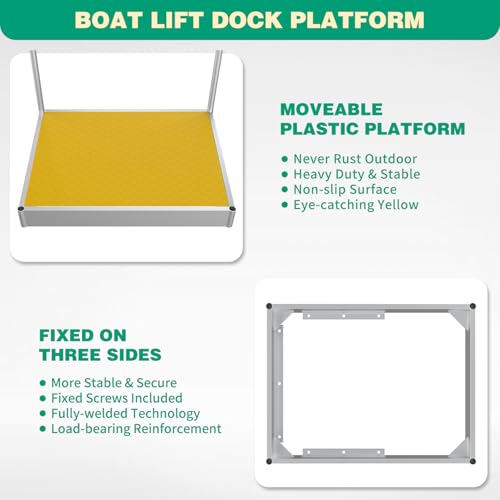 Boat Boarding Platform with Handrail, Foldable Dock Boarding Platform with Handle(500LBs Capacity,Silver)