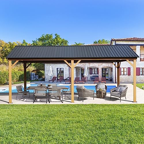 Domi 10' x 10' Hardtop Gazebo Outdoor Metal Gazebo with Galvanized Steel Double Roof Canopy, Curtains and Netting for Patio, Backyard, Deck