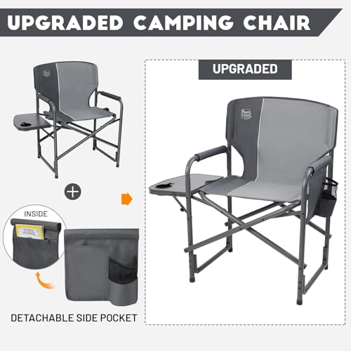 TIMBER RIDGE Folding Rocking Camping Chair, 400lbs Capacity Portable Oversized Outdoor Rocker with Hard Armrests, Cup Holder & Side Pocket