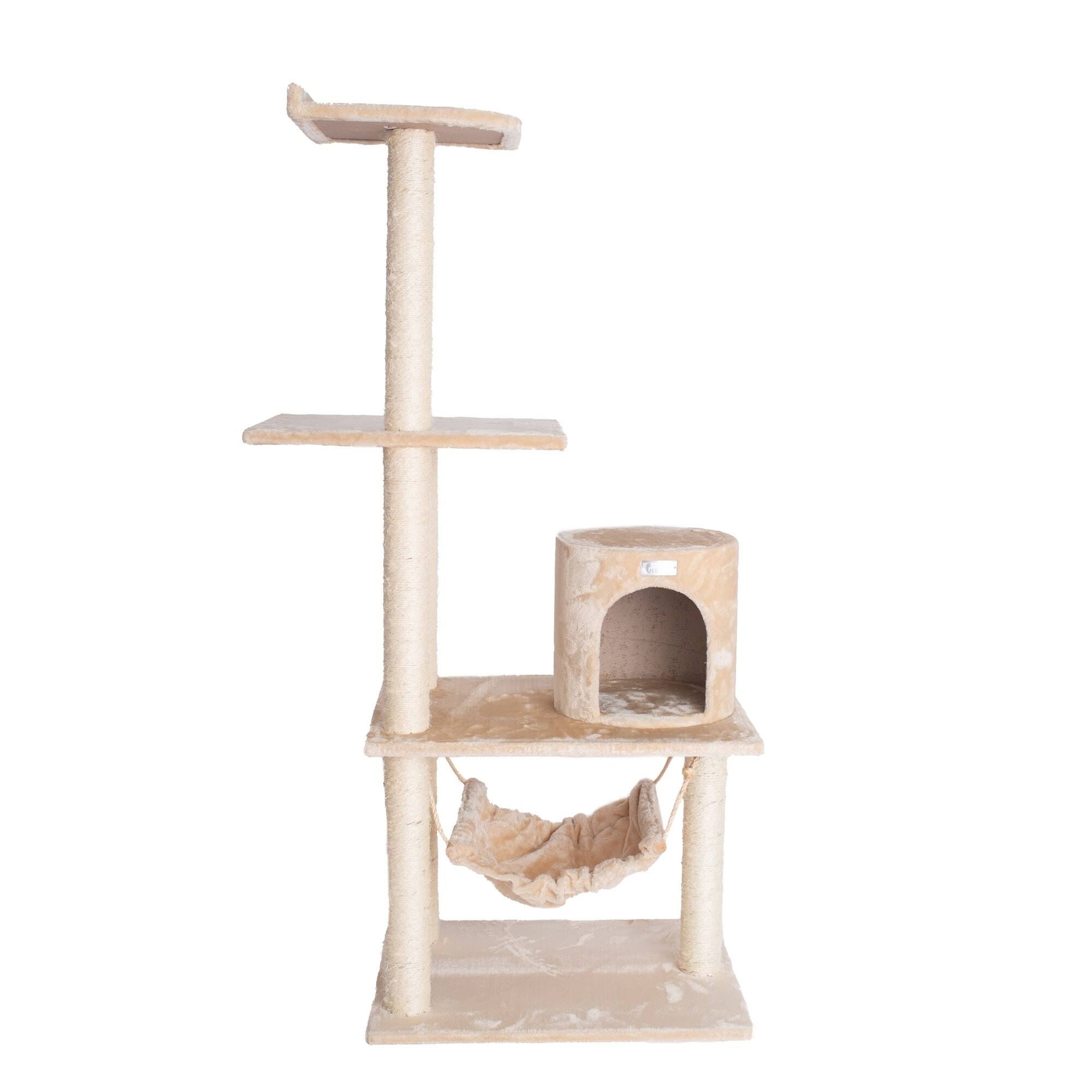 GleePet GP78590222 Cat Tree with Hammock 59-Inch Silver Gray