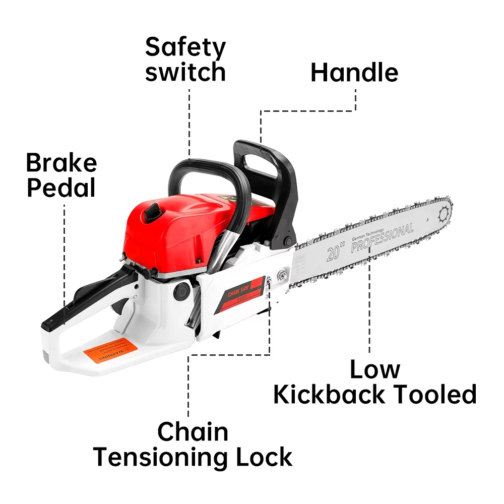 TOPTENG Gasoline Chainsaw with 22 in. Bar 52CC Engine 2-Cycle Gas Powered Chainsaw for Farm/Garden/Ranch/Firewood