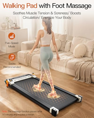 FUNRAY Versatile Walking Pad Treadmill with Incline - Dual-Sided Under Desk Treadmill with Foot Massage