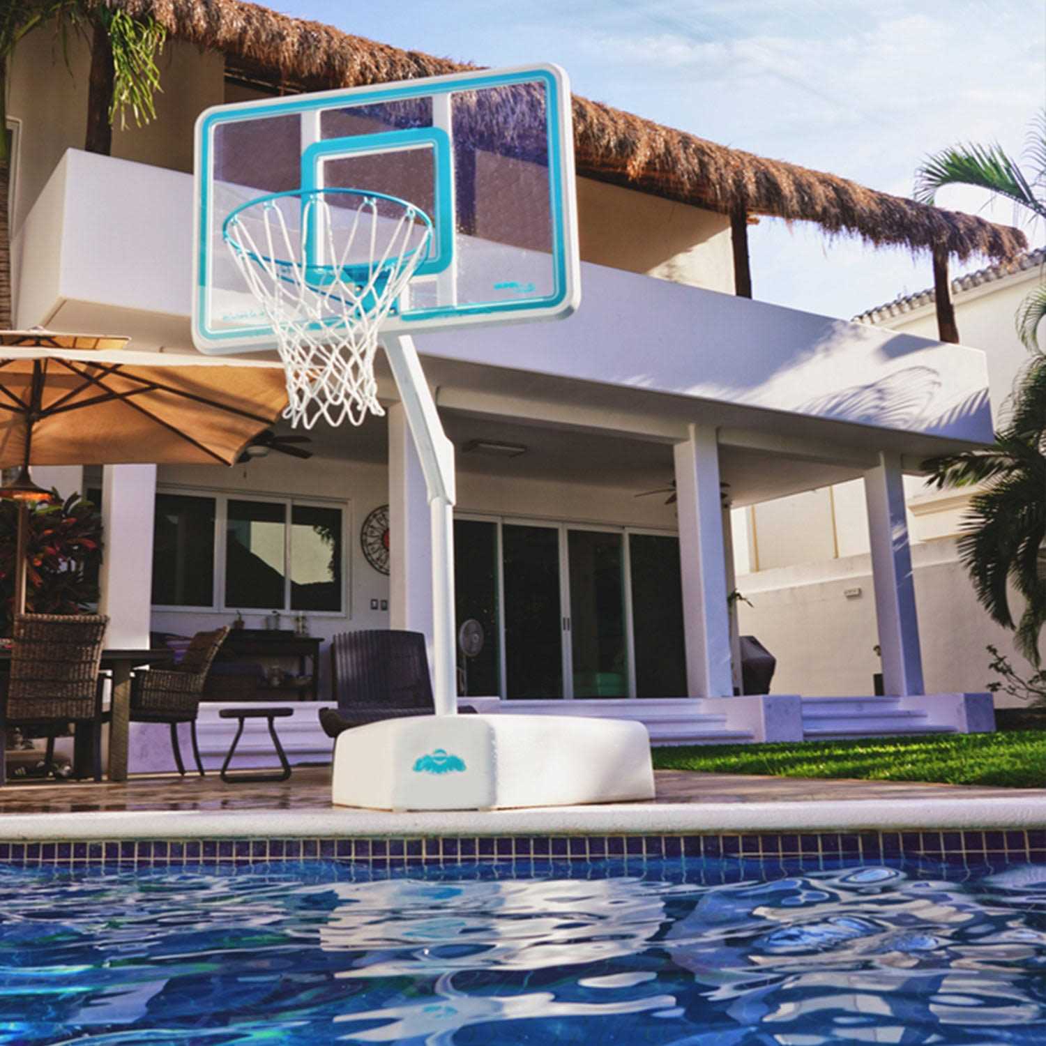 Dunn-Rite Splash &amp; Shoot Outdoor Adjustable Height Swimming Pool Basketball Hoop WBall - Sports Supplies Online Store