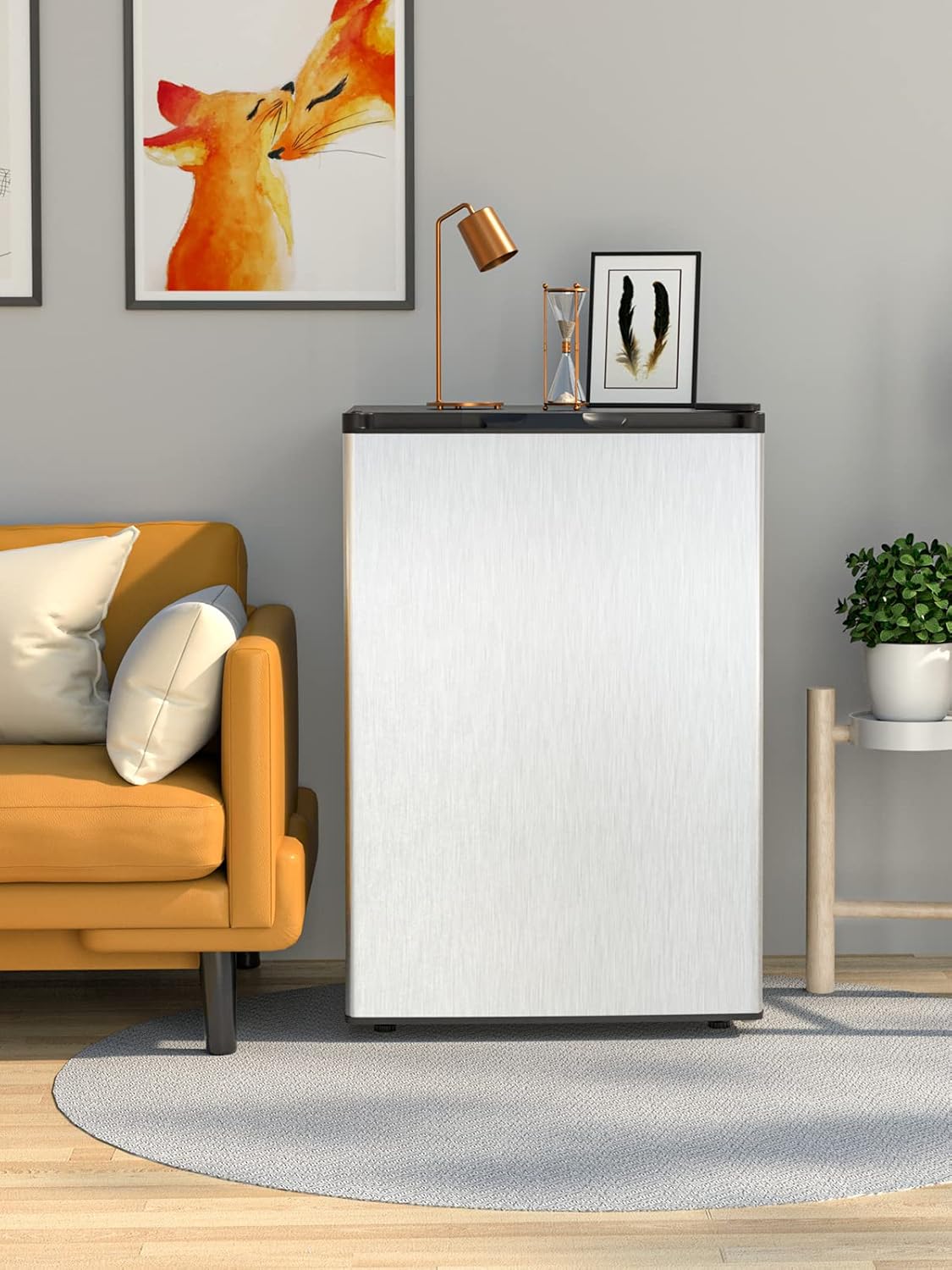 NAFORT Compact Upright Freezer 3.0 Cu. Ft. with Stainless Steel Single Door, Small Freezing Machine with Reversible Door