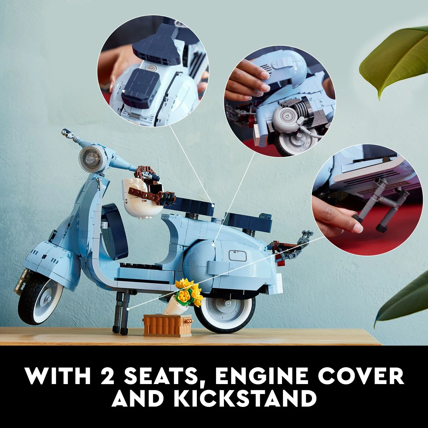 LEGO Icons Vespa 125 Scooter Model Building Kit, Vintage Italian Iconic Model Moped, Build and Display Set for Adults