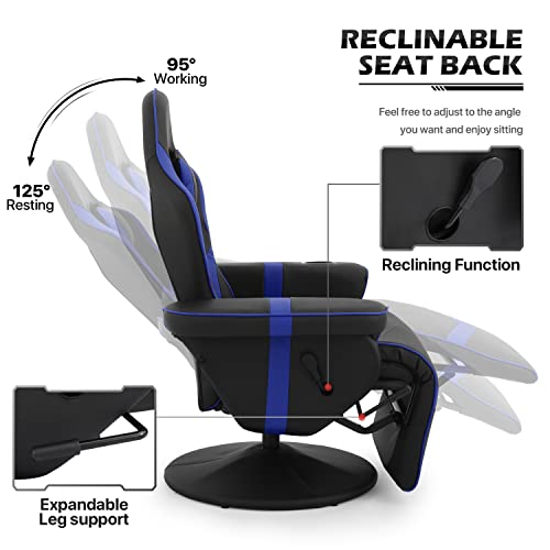 MoNiBloom Video Gaming Chair Racing Style Single Living Room Sofa Recliner with Detachable Headrest
