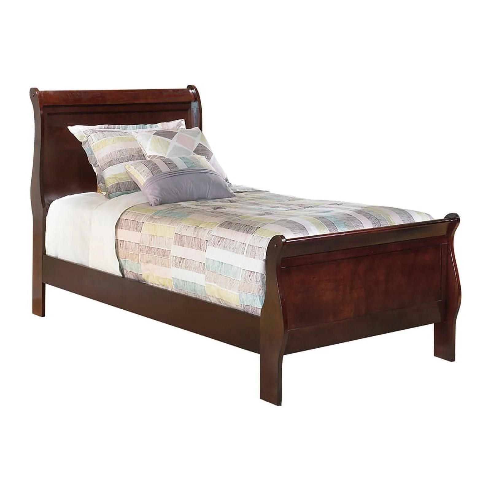 Signature Design by Ashley Alisdair Sleigh Twin Bed in Warm Dark Brown