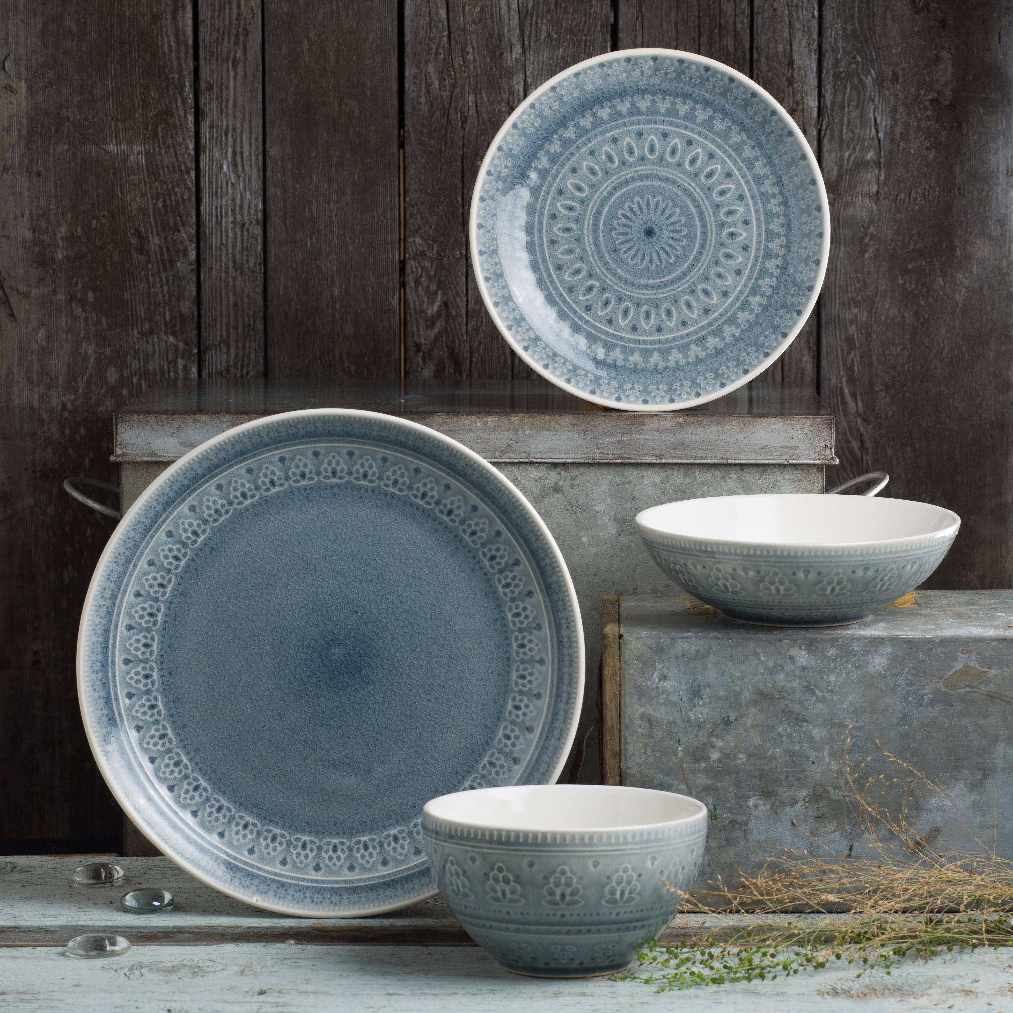 Euro Ceramica Fez 16 Piece Dinnerware Set ,Turquoise