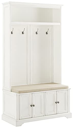 Crosley Furniture Holbrook Hall Tree, Distressed White
