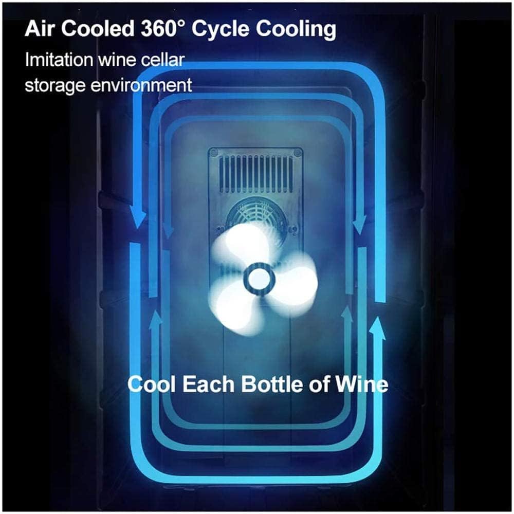 Mini Wine Cooler 8 Bottle Thermoelectric Wine Cellar Fridge Small Countertop Constant Humidity Wine Refrigerator Wooden Shelves Glass Door Black