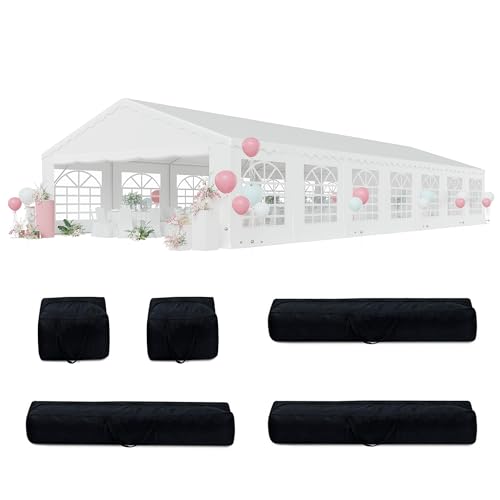 EROMMY 20x50FT Heavy Duty Party Tent, Outdoor Wedding Canopy with Removable Sidewalls, 2 Roll-up Doors, 5 Storage Bags