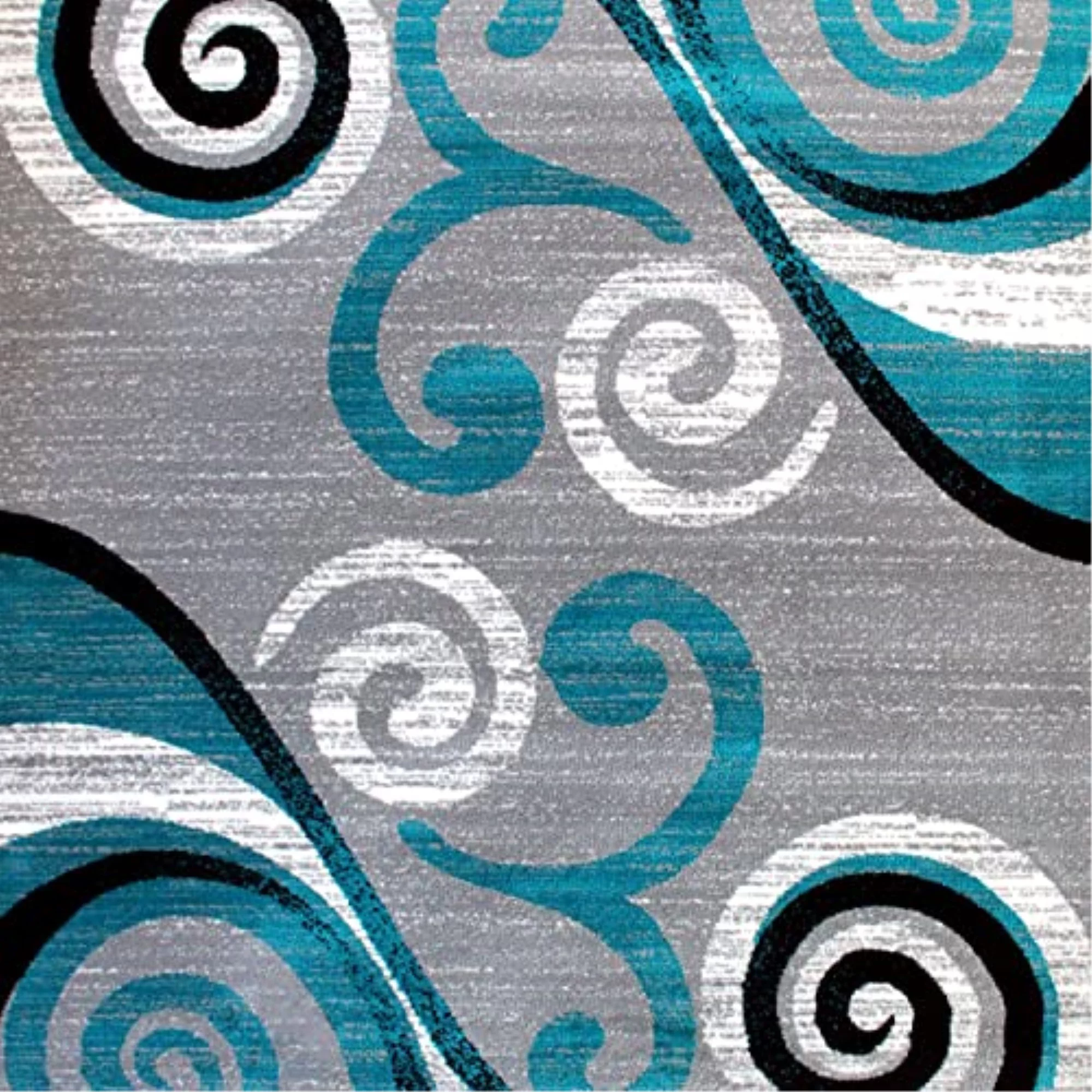 Flash Furniture Valli Rectangular Contemporary Black, White, Grey, Turquoise Area Rug, 6' x 9'