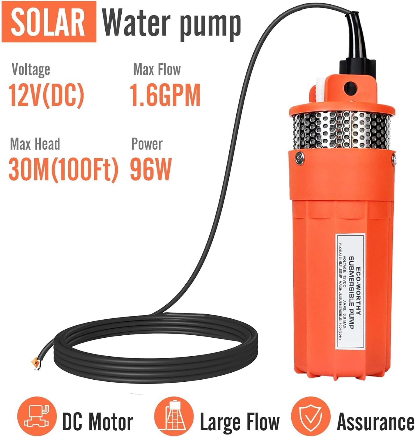 ECO-WORTHY Solar Well Pump Kit with Battery Backup, 12V Solar Water Pump + 120W Solar Panel Kit + 10Ah Battery for Well, Irrigation