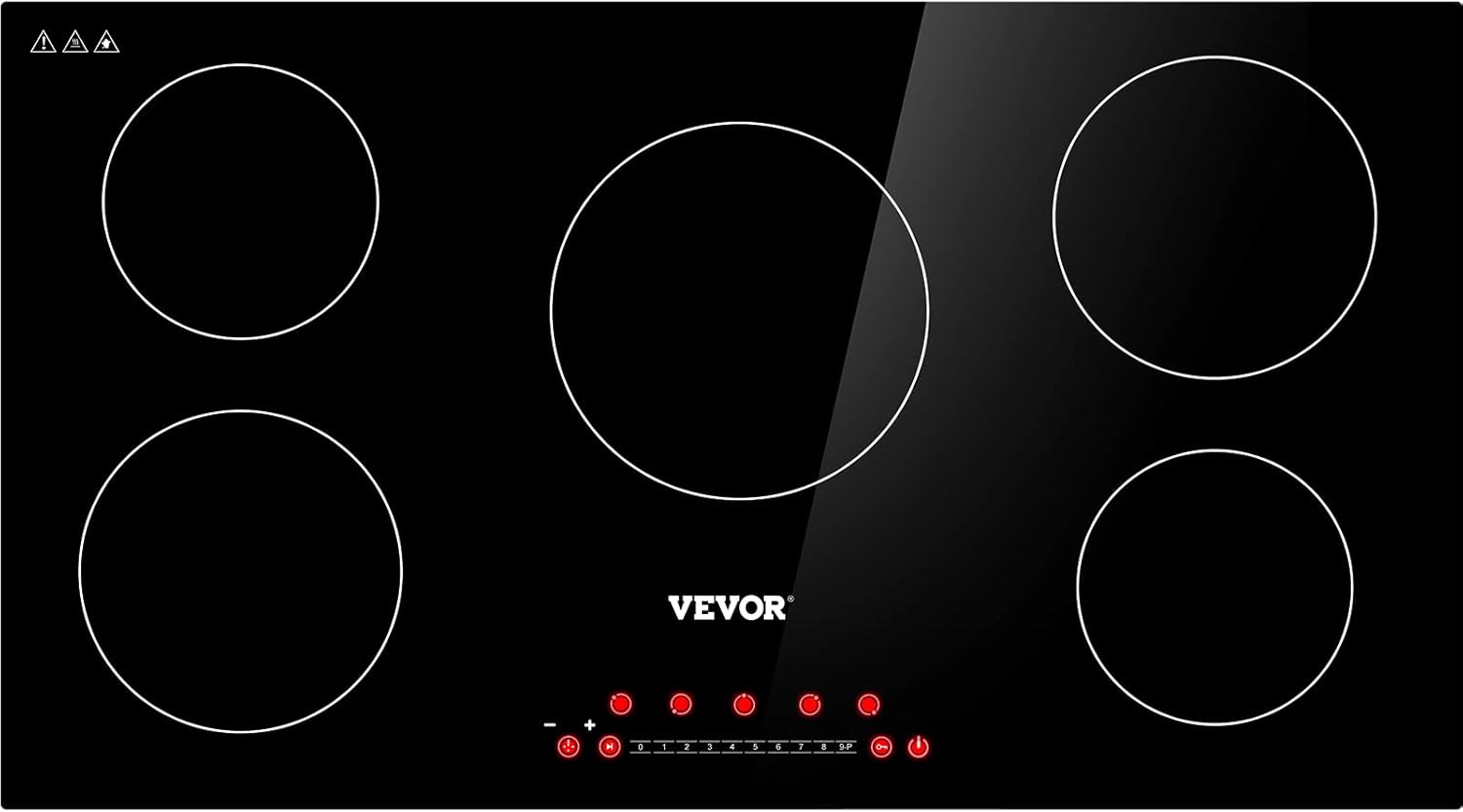 VEVOR Built-in Induction Electric Stove Top 5 Burners,35 Inch Electric Cooktop,9 Power Levels & Sensor Touch Control