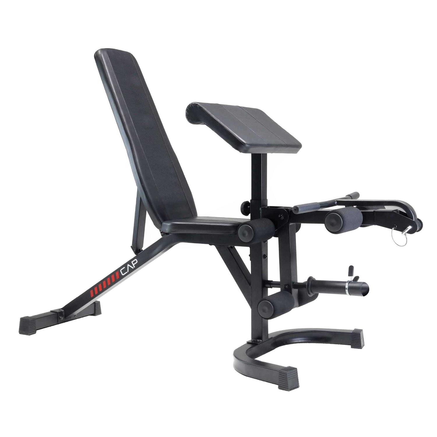 Cap Deluxe Adjustable Utility Weight Bench with Preacher Curl and Leg Press Attachment - Sports Supplies Online Store