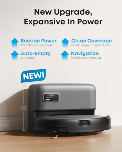 eufy Robot Vacuum C10 with Self Emptying, 8 Weeks Hands Free, Advanced Smart Mapping with LiDAR Navigation, 2.85-Inch Slim Design, Powerful Suction