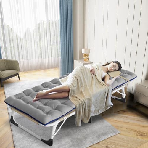 DoCred Folding Camping Cot with Mattress, 2 Pack Heavy Duty Folding Cot for Adults, Portable Sleeping Cot Bed Adults Outdoor Bed with Carry Bag