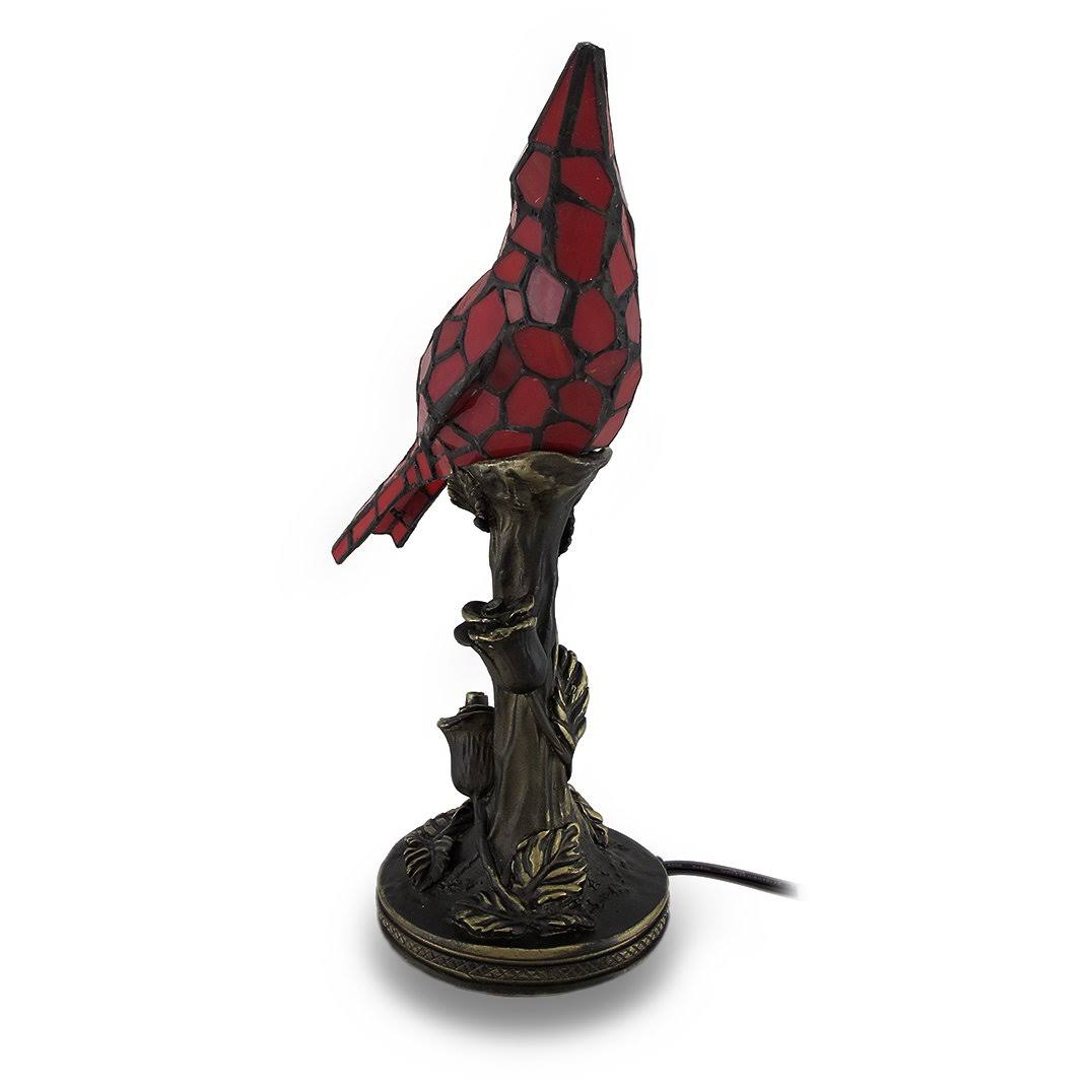 River of Goods 13.5x22 Tall Stained Glass Cardinal Accent Lamp, Red
