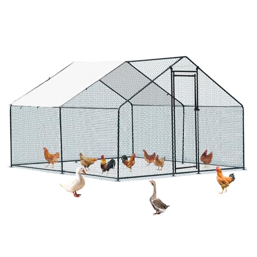 Outvita Chicken Coop, 13×10 FT Large Metal Chicken House, Poultry Habitat Cage with Waterproof Cover