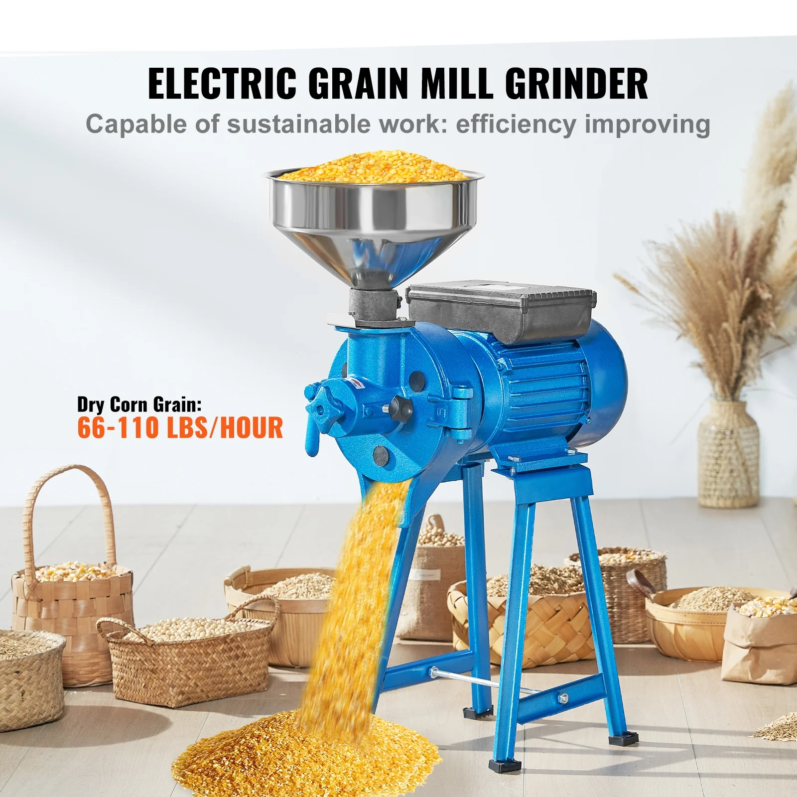 BENTISM 1500W Electric Grain Mill Grinder110V Spice Grinders Corn Wheat Flour Cereal Mill Wheat Grinders & Dry & Wet Grinder