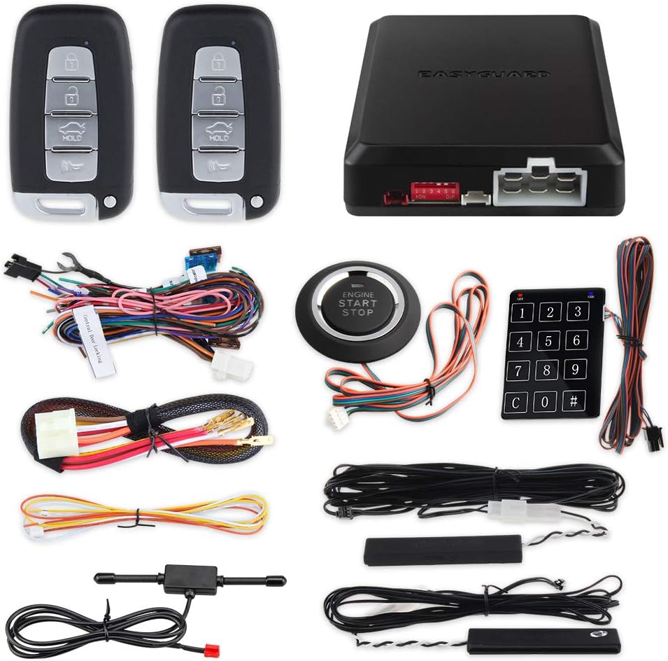 EASYGUARD EC002-K Rolling Code Universal PKE Car Alarm System Auto Start keyless go System Touch Password Keypad Entry Push Button auto Lock Unlock