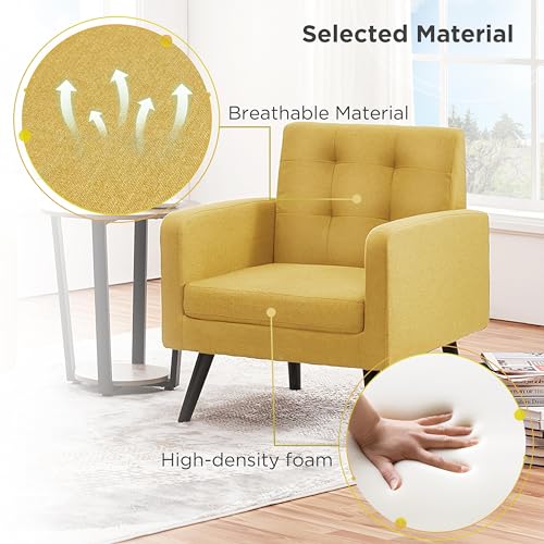 Yaheetech Mid-Century Accent Chairs, PU Leather Modern Upholstered Living Room Chair