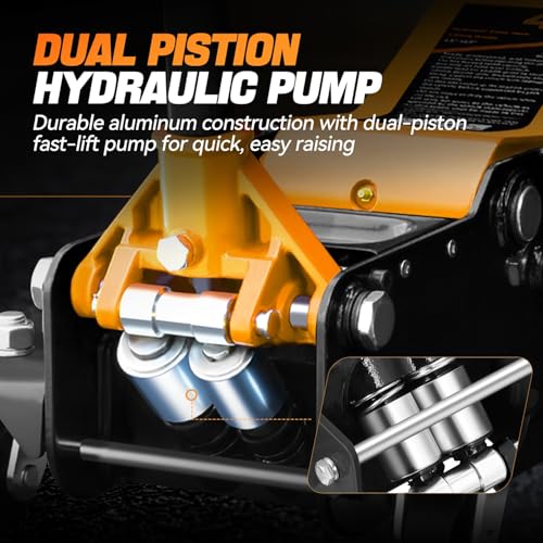 Auto Dynasty 4 Ton Low Profile Floor Jack, Heavy Duty Steel Hydraulic Car Jack with Dual Pistons Quick Lift Pump, Hydraulic Racing Floor Jack