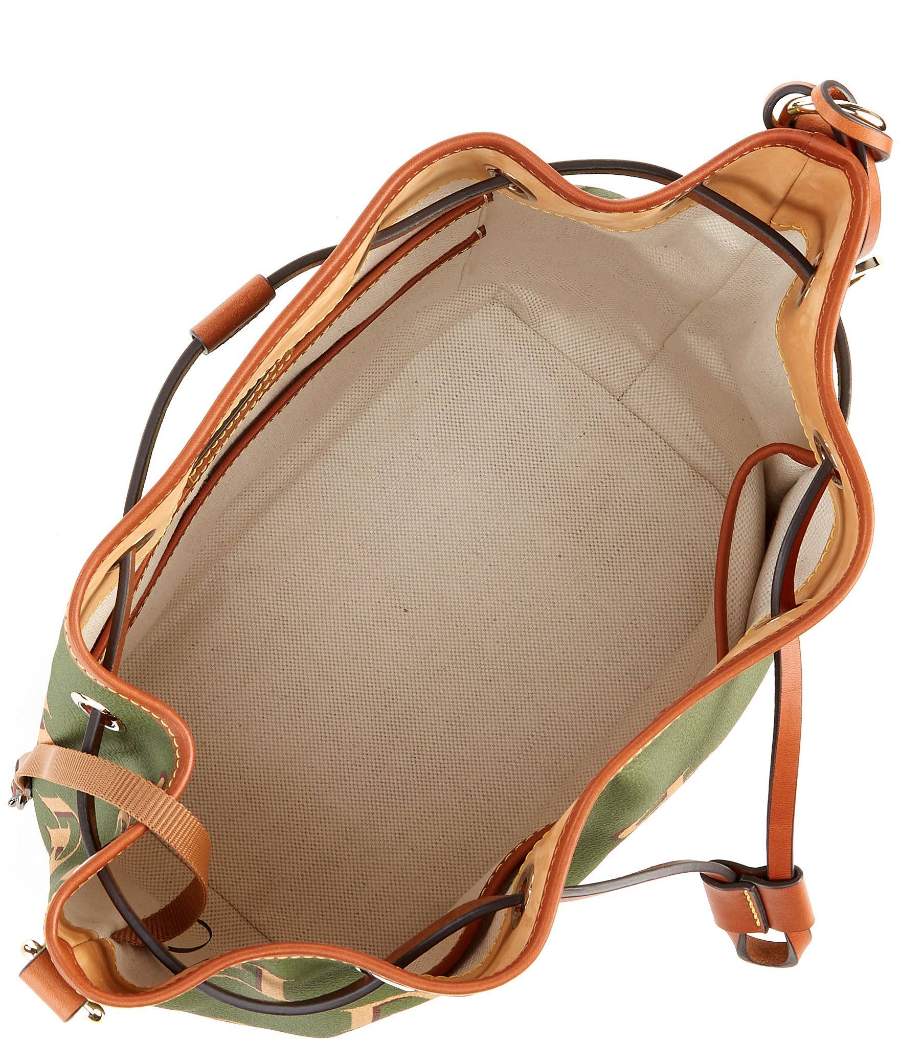 Dooney Bourke Monogrammed Collection Drawstring Bucket Bag - Avocado